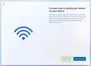 set up windows 11 without internet